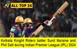 Kolkata Knight Riders batter Sunil Naraine and Phil Salt during Indian Premier League (IPL) 2024