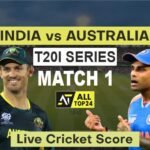 AUS vs IND : 1st T20I Live Cricket Score