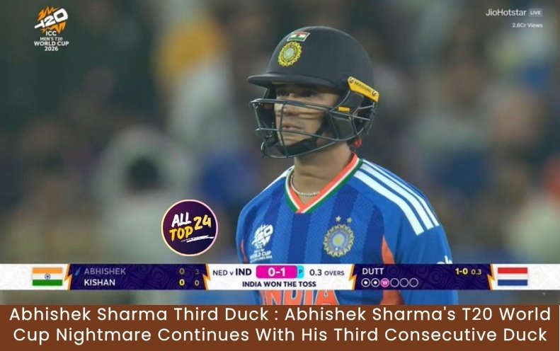 Abhishek Sharma Third Duck : Abhishek Sharma's T20 World Cup Nightmare Continues With His Third Consecutive Duck